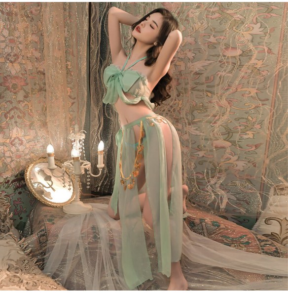 FEE ET MOI - Ancient Style Butterfly Ribbon Skirt (Green) FEE ET MOI - Ancient Style Butterfly Ribbon Skirt (Green)